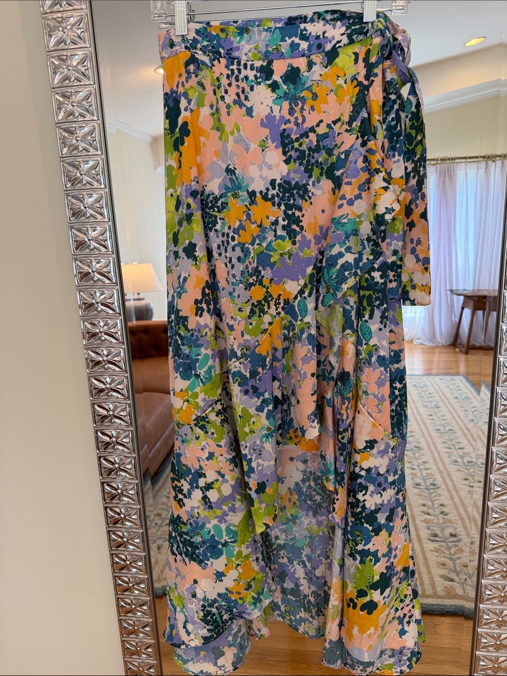 Mauve Floral High-Low Wrap Skirt